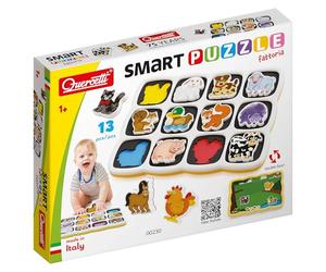 Quercetti Smart Puzzle Farm Shapes & Colours, 2 in 1 12 Farm Animals plus a Magnetic Board for Scene Creation for Boys and Girls Ages 12 months +