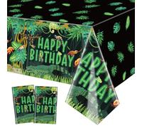 QUERICKY 2 Pack Reptile Birthday Tablecloths, 130x220cm Reptiles Snake Lizard Alligator Turtle Table Cover, Jungle Swamp Wilderness Decorations for Kids Boys Birthday Party Decor Supplies
