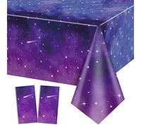 QUERICKY 2 Pack Space Galaxy Party Tablecloths, Starry Night Tablecover Supplies, 220x130cm Galaxy Table Cover for Space Theme Party Decorations, Outer Space Stars Theme Birthday Decor