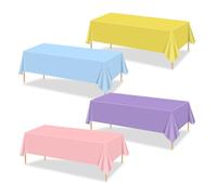 QUERICKY 4 Pack Pastel Tablecloths, 220x130cm Ice Cream Colorful Rectangle Table Covers, Pastel Rainbow Mix Color Decorations for Birthday, Rainbow Party, Ice Cream Themed Party, Baby Shower