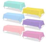 QUERICKY 6 Pack Pastel Tablecloths, 220x130cm Ice Cream Colorful Rectangle Table Covers, Pastel Rainbow Mix Color Decorations for Birthday, Rainbow Party, Ice Cream Themed Party, Baby Shower