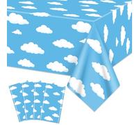 QUERICKY Blue Tablecloths, 137 x 274cm Blue Table Cover Story Decorations for Kids Birthday Party, Baby Shower Party (4)