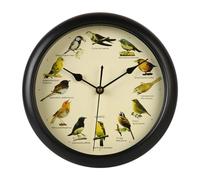 Quesardens Bird Song Clock, Birdsong Wall Clock, Clock with Birds Design, Novelty Chiming Wall Clocks with 12 songbirds, Home Decor(Black,Small)
