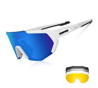 Queshark Cycling Glasses Polarized Sports Sunglasses for Men Women with 5 Interchangeable Lens, Anti-UV400 for Driving Fishing Glof Baseball Running Hiking