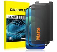 QUESPLE 2 Pack for iPhone 12/12 Pro Matte Privacy Screen Protector 6.1-Inch, 28°Anti-Spy Matte Tempered Glass Film, Anti-Fingerprint, Anti-Glare Matte Screen, Military-Grade Protection
