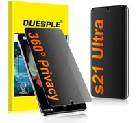 QUESPLE for Samsung Galaxy S21 Ultra Matte 360° Privacy Screen Protector [2 Pack], All Around Anti-Spy Support Fingerprint Unlock Flexible TPU Full Coverage Screen Protector Film, Anti-Glare