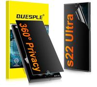 QUESPLE for Samsung Galaxy S22 Ultra Matte 360° Privacy Screen Protector [2 Pack], All Around Anti-Spy Support Fingerprint Unlock Flexible TPU Full Coverage Screen Protector Film, Anti-Glare