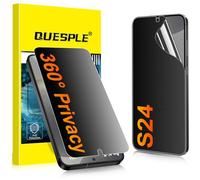 QUESPLE for Samsung Galaxy S24 Matte 360° Privacy Screen Protector [2 Pack], All Around Anti-Spy Support Fingerprint Unlock Flexible TPU Full Coverage Screen Protector Film, Anti-Glare
