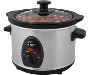 Quest 1.5 Litre Compact Slow Cooker Stainless Steel 120W 3 Temperature Settings