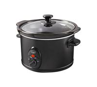Quest 1.5 Litre Slow Cooker - Black - 3 Temperature Settings - Glass Lid - Dishwasher Safe