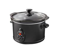 Quest 35269 1.5 Litre Slow Cooker/Compact Stainless Steel / 3 Temperature Settings/Transparent Toughened Glass Lid/Dishwasher Safe Bowl/Black Colour / 120W
