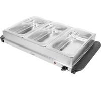 Quest 16510 Large Buffet Server and Warming Tray / 3 x 2.4L Trays / 300W / Rapid Heating/Adjustable Thermostat/Lids Included