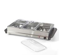 Quest 16510 Large Buffet Server and Warming Tray / 3 x 2.4L Trays / 300W / Rapid Heating/Adjustable Thermostat/Lids Included