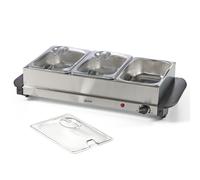Quest 16520 Compact Buffet Server and Warming Tray / 3 x 1.2L Trays, 200W