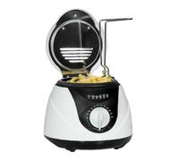Quest 1L Mini Deep Fat Fryer 900W, Compact Electric Fryer | Adjustable Temperature Control 80-190°C, Stainless Steel Basket, Cool-Touch Exterior & Anti-Slip Feet