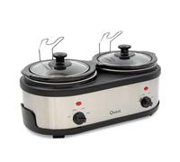 Quest 2 Pot Double Slow Cooker / 2 x 1.5 Litre Ceramic Pots / 3 Heat Settings Including Food Warmer Function/Dishwasher Safe Bowls / 200W Power (16529)