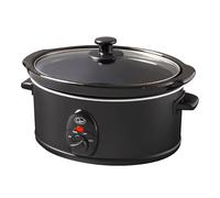 Quest 35279 3.5 Litre Slow Cooker/Compact Stainless Steel / 3 Temperature Settings/Transparent Toughened Glass Lid/Dishwasher Safe Bowl/Black Colour / 200W