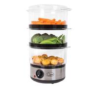 Quest 3 Layer Electric Compact 6litre Food Fish Vegetable Steamer Kitchen Cooker