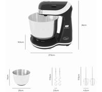 Quest 3 Litre Black Stand Mixer 6 Speed Stainless Steel Bowl Dough Hooks Gift [EEK: Compliant]