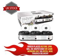 Quest 16530 3 Pot Electric Slow Cooker, Buffet Server & Food Warmer