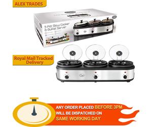 Quest 3 Pot Electric Slow Cooker,16530 Buffet Server &Food Warmer/2.5 Litre Pots