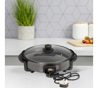Quest 30cm Multi-Function Electric Cooker Pan with Clear Lid, Aluminium, 1500W