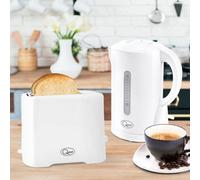 Quest Modern White Kettle & Toaster Set / 1.7L Capacity Kettle & 2 Slice Toaster/Spout Filter Kettle/Toaster with Variable Browning/Convenient Kitchen Essentials Set