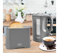 (Grey) Quest Modern Kettle & Toaster Sets / 1.7L Kettle & 2 Slice Toaster