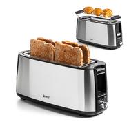 Quest 34620 4 Slice Toaster with Long Slots / Removable Warming Rack / 7 Browning Levels / Reheat & Defrost / Stainless Steel / 1500W