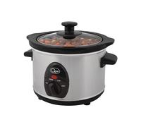Quest 35260 Slow Cooker / 1.5 Litres/Compact Stainless Steel / 120W / 3 Temperature Settings/Transparent Toughened Glass Lid/Dishwasher Safe