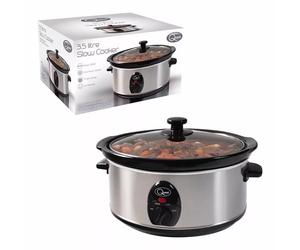 Quest 35270 Stainless Steel Slow Cooker | 3.5 L | Low Wattage Camping | 200 W