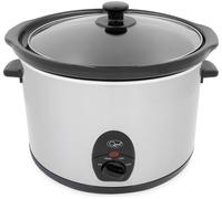 Slow Cooker 5L Compact Stainless Steel 320W 3 Temperature Settings Glass Lid