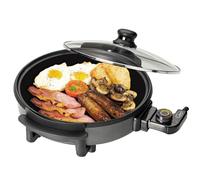 Quest 35410 30cm Multi-Function Electric Cooker Pan with Lid/Adjustable Thermostatic Control/Non-Stick Aluminium / 30 x 30cm Surface/Detachable Power Cable For Serving