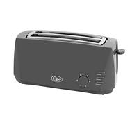 Quest 4 Slice Toaster Grey - Extra Wide Long Slots for Crumpets and Bagels - 6 Settings - Reheat and Defrost