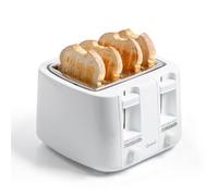 Quest 4 Slice White Toaster with Extra Wide Slots / 7 Browning Levels/Reheat & Defrost/Crumb Tray & Cord Storage/Bagels, Bread, Crumpets