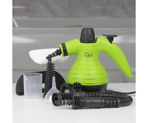 Quest 41980 250ml Green Hand Held Steam Cleaner with 9 Cleaning Accessories