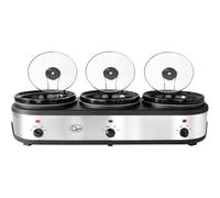 Quest 420W Silver 3 Electric Pot Slow Cooker & Catering Home Food Buffet Server