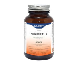 Quest - 60x Mega Vitamin B Complex Tablets. High Strength Vitamin B1-B2-B3-B6-B12, Biotin & C Supports Energy Production, Stress Response, Immune System & Brain Function (1 Pack)