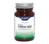 Quest - 60x Turmeric 15000 High Strength Turmeric and Black Pepper Tablets Quick Absorption Natural Joint Care Supplements Providing Total of 500mg of Curcumins. Vegan & Free from Gluten (1 Pack)