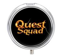Quest and Squad Funny Round Pill Organizer Travel Pharmacy Box Portable Medicine Case with 3 Compartments
