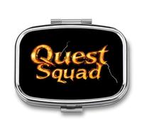 Quest and Squad Funny Square Pill Organizer Travel Pharmacy Box Portable Medicine Case with 2 Compartments