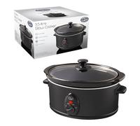 Quest 3.5 Litre Slow Cooker Family Sized - Black - 3 Temperature Settings - Glass Lid - Dishwasher Safe