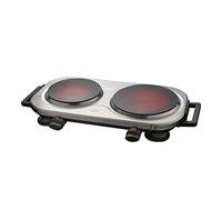 Quest Ceramic Infrared Double Hot Plate / 2 Plates With Adjustable Temperature From 100℃ To 600℃ / 2000W / Rapid Heat Up/Lightweight & Portable/Great For Use At Campsites, Caravans & Bedsits