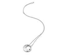 Quest Circle Pendant - Sterling Silver Textured Necklace with Real Diamond - 22mm Diameter - Hot Diamonds Jewellery for Women