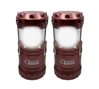 Quest Collapsible LED Camping Lantern - 300 Lumen Pop-Up Light with Magnetic Base - Battery Powered Outdoor & Emergency Lamp (1, 2, 4 Pack, Red/Blue/Black) (Red, Pack of 2)