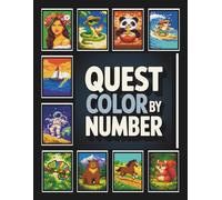 Quest Color By Number: 50 Pixel Art Square Coloring Puzzles | Relaxing Color by Number with Large 46×62 Grids for Adults and Teens