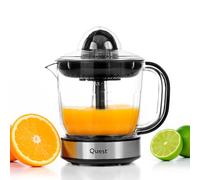 Quest Electric Citrus Juicer, 1 Litre for Orange and Lemon Juice, Black | Dual Rotation Squeezer, Two Cones for Lime and Grapefruit, Pulp Filter, Dishwasher Safe Parts, BPA Free and Anti-Slip Base