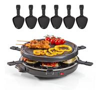 Quest Electric Raclette Grill/Indoor 6 Person Grill/Removable Non-Stick Plate / 6 Steel Grilling Pans/Cool Touch Handles / 800W (35900)