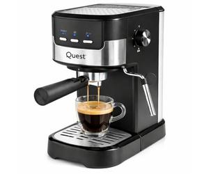 Quest Espresso Coffee Machine / 15 Bar Pressure/Filter & Measuring Cups Included / 1.2L Water Tank/Dual Stainless Steel Filter/Compatible with Ground Beans / 1100W