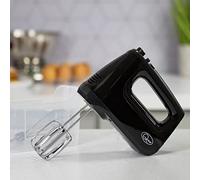 (Black) Quest Hand Mixers with Storage Case / Handheld Electric Whisk / With Flat Beaters, Dough Hooks & Whisk / 6 Speed Control / One Button Release